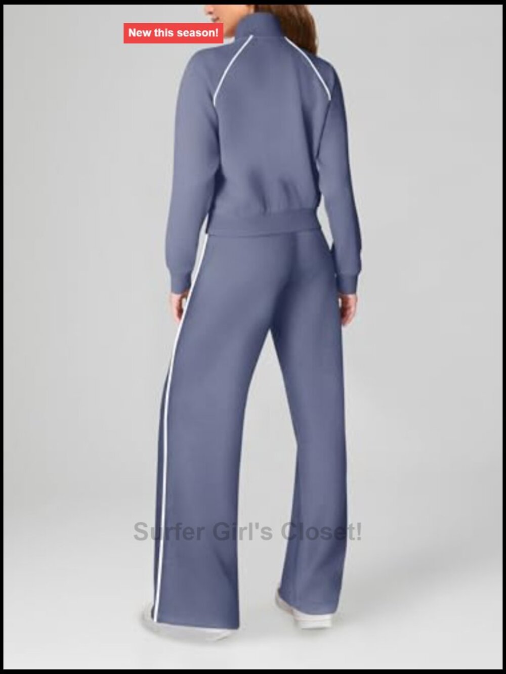 Women's Lounge Set 2 Piece Sweatsuit Zip Up Crop Top Wide Leg Pants - Picture 2 of 4